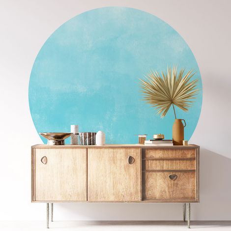 Sticker mural rond / cercle - Couleur Tendance - Diamètre 70 cm - Adhésif + Protection MATE (1/3)