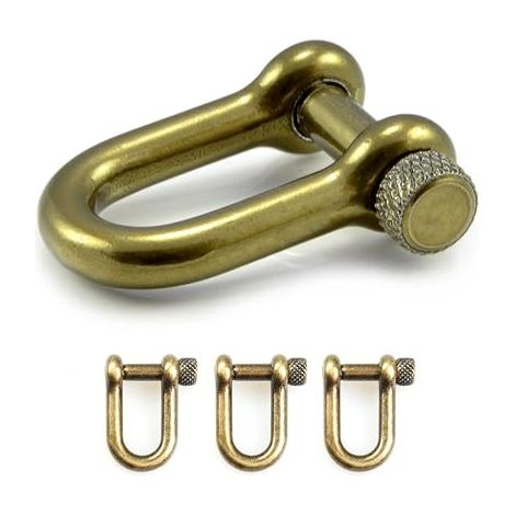 Straight Steel U Type Shackle Screw Lock with Head Easy Grip for Paracord 550 Paracord Cord DIY Bracelets Medium Size 33x25mm 21x10mm 5mm Antique Gold Pack of 3
