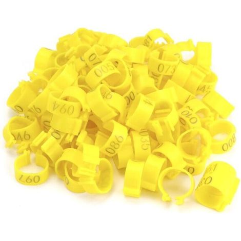 Lot de 100 anneau de pied de poulet, bague pigeon, 16 mm, multicolores, pour volaille, poules, canards, oies, pigeons