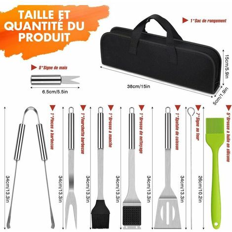 royaluxe - 22 PCS Outil de Barbecue Kit BBQ Acier Inoxydable Barbecue Ensembles ustensile de Cuisine Set BBQ Grill pour Jardin Voyage ou Camping Fête, (1/5)
