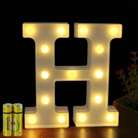 MINKUROW Luces de letras del alfabeto iluminadas lámpara LED luces de letras Deco funciona con pilas para decoración de fiesta, boda, hogar, bar (H) (1/5)