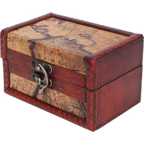Petite boîte de rangement en bois à charnière, style vintage, pour bijoux et souvenirs, décoration intérieure (1/5)