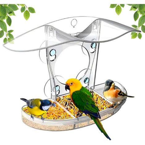 Fenster Vogelfutterhaus Acryl transparent mit 4 Saugnäpfen, leicht zu reinigen