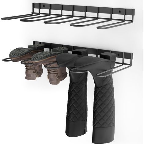 Support Mural pour Bottes en Caoutchouc pour 4 Paires – Rangement Chaussure Mural en Métal Robuste pour Bottes Hautes, Intérieur et Extérieur, Support de Bottes de Cowboy pour Vestiaire Entrée (1/5)