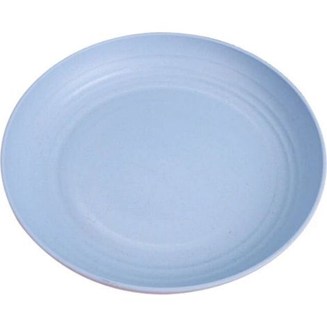 Assiette Reutilisable - Assiette En Paille De Blé - Pour Cuisine Et Enfants - Micro-ondes Et Lave-vaisselle - 23 cm - Bleu Vert Rose Beige - 1 Pièce (1/5)
