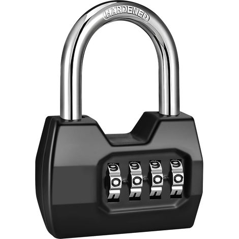Cadenas à combinaison à 4 chiffres (1 unité), étanche, pour casiers d'école, de gymnase, clôtures, portails, abris de jardin et espaces de rangement (noir)