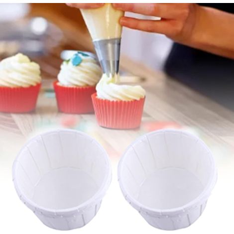 100 Pièces Caissettes Cupcake,Tasses de Papier de Cuisson,Moules à Muffin en Papier,pour Cuisson à Domicile Fête Mariage (Blanc,5x3,8x3cm,102g),Parent,- (1/5)