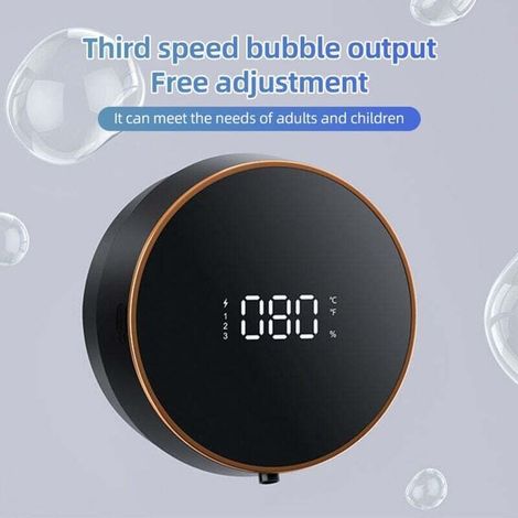 Dispenser automatico di sapone in schiuma senza contatto a parete – 260 ml, display LCD e 3 velocità regolabili per bagno, cucina, lavanderia
