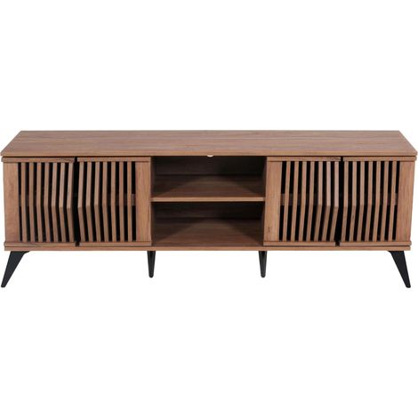 [NON UTILIZZATO] Porta TV lowboard mobile salotto HHG-952 55x166x41cm legno effetto 3D marrone