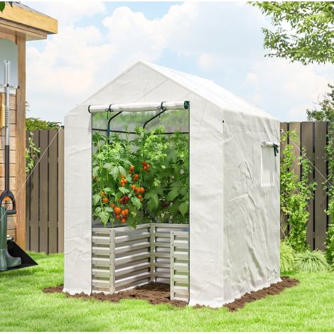 Serra in plastica con bancale rialzato in acciaio bianco 141 x 141 x 190 cm (1/5)