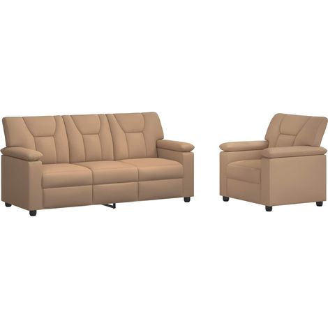 Juego de Sofá 2 pcs Capuchino Cuero sintético vidaXL