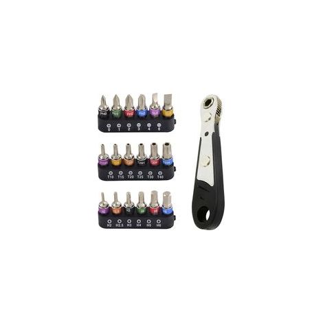 Lot de 19 Mini Clés à Cliquet Magnétiques 110 mm - Embouts Hexagonaux pour Voiture, Maison, Machines - Outil Pratique et Compact