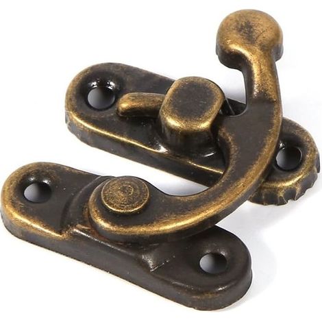 20 pcs Antique Gauche/Droite Loquet Crochet Hasp Corne de Verrouillage avec loquet de Vis Sac Bricolage,bois,Boîte à bijoux Décoration Décoratifs Cadeau Vin Boîte En Bois (left-Bronze foncé,petit) GRO (1/5)