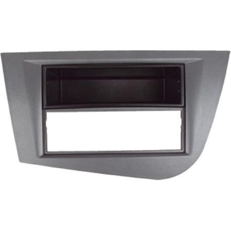 Facade autoradio compatible avec Seat Leon 05-12 Argent Fonce avec vide poche