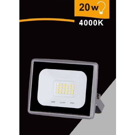 TrAdE Shop Traesio - Faretto Led Faro 20 W 1800 Lm Ip65 Grigio Luce Calda Fredda Naturale Ek02-20w-g - -Bianco Naturale -