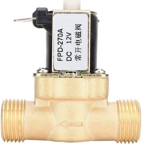 Électrovanne G1/2" 12V/24V, Laiton normalement ouverte, valve électromagnétique (1/4)