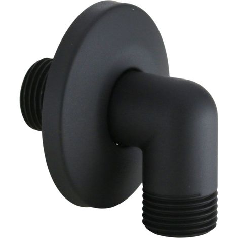 Wandmontierter Wasserauslass komplett mit mattschwarzer Platte, 1/2" x 1/2" Anschluss De Borri D-G106 matt-schwarz (1/2)