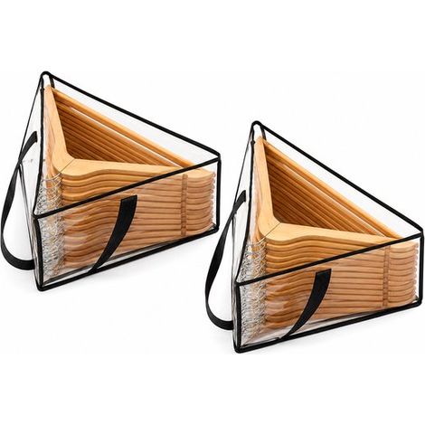 Sac de rangement pour cintres - Lot de 2 pièces - 46,5 x 35 x 35 cm - Transparent - Sac de rangement transparent - Organisateur de vêtements (1/5)
