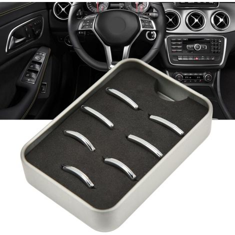 Cadre de bouton d'ascenseur de fenêtre ABS chromé argenté (7 pièces) pour Mercedes-Benz A B C E CLA GLA GLK ML (1/5)