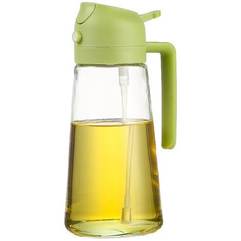 2 en 1 Vaporisateur Huile verre, Spray Huile Multifonctionnel,Pulvérisateur d'Huile pour Cuisine, Cuisson, Gril,avec Pinceau Cuisine et Goupillon Bouteille, Vert (1/4)