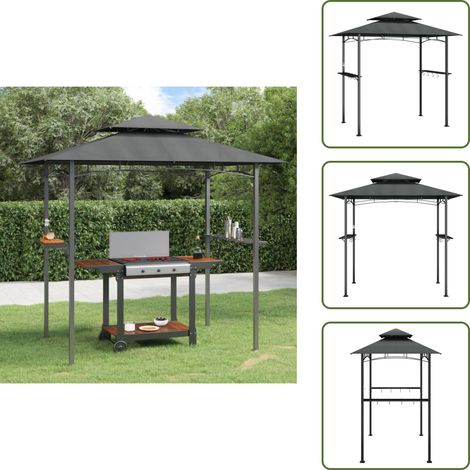 Gazebo BBQ et étagères latérales anthracite 240x150x243cm acier - Abri De Jardin - Gazebo - Parasol - Bbq - Tonnelle (1/5)