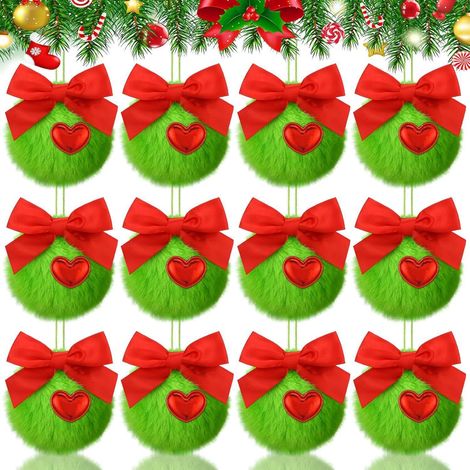 de décorations boules Noël citron en fausse moelleux douce décoration d'intérieur pour cheminée 12 pièces tissu vert (1/5)