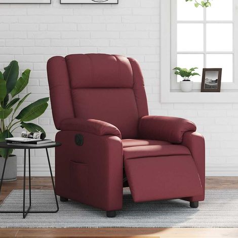 Fauteuil inclinable électrique-Chaise de relaxation-Fauteuil Relax Rouge bordeaux Similicuir 494766 (1/5)