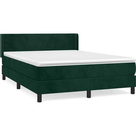 Maison Exclusive - Giroletto a Molle con Materasso Verde Scuro 140x200 cm Velluto (1/5)