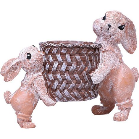 Panier en bambou HA0013A avec lapin marron, décoration de Pâques et rangement créatif pour la maison (1/5)