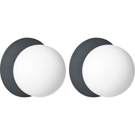 Set of 2 Wall Lamps BOUBLE Metal Black