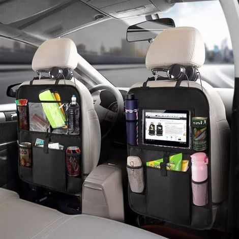 Protection de dossier de voiture de qualité supérieure - Organiseur de siège arrière pour enfants - Grand compartiment pour tablette iPad - Étanche - Protection pour siège auto - 2