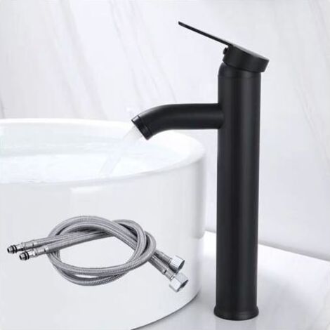 Robinet de lavabo, grand robinet de salle de bain avec eau chaude et froide, surface froide, tête de dragon spéciale, mitigeur d'eau spécial Myled, robinet de salle de bain noir (1/5)