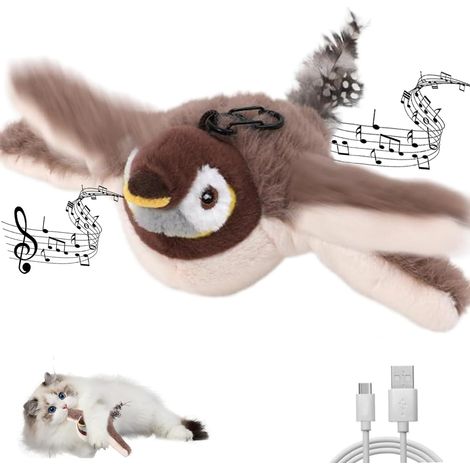 Katzenspielzeug Selbstbeschäftigung Elektrisch Interaktives Katzenspielzeug Vogel Berührungsaktiviertes Katzen Zubehör Intelligenz Aufladbares Katzen Spielzeug Katzenzubehör mit Katzenminze für Katze