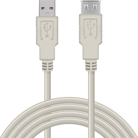 11350 Rallonge Câble USB 2.0 Mâle A vers Femelle A 5,00 m, Gris, pour imprimante, scanner, webcam, souris, clavier et tous périphériques USB (1/5)