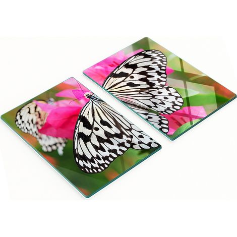 Tablas de cocina de vidrio duraderas y elegantes con estampado de mariposas y flores, 2 x 40 x 52 cm.