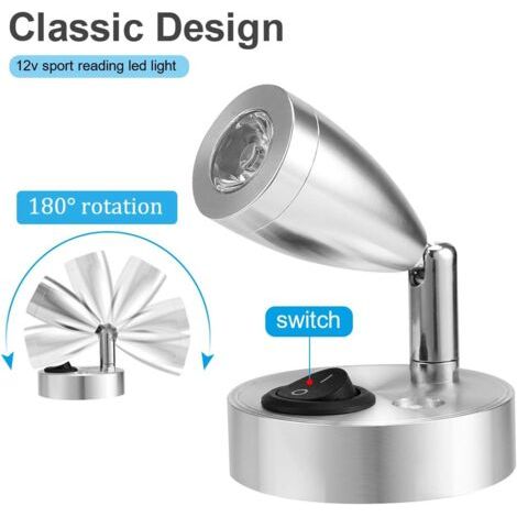 12V LED Spot Lampe de Lecture Interrupteur Réglable Lumière Chaude pour Camping Car Van Bateau Led Lumière Intérieure (2 PCS) (1/4)