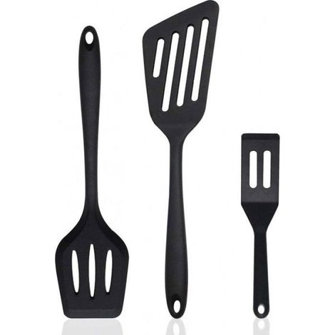 Spatule En Silicone - Résistante À La Chaleur Jusqu'à 230 °C - Sans BPA - Compatible Avec Cuisinière Antiadhésive - Lot De 3 (1/5)