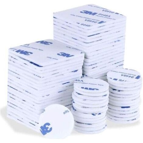 50 Pièces Autocollants Double Face, Ruban Mousse Adhésif Fort, Autocollants Imperméables Blancs, Carré 60x60 Mm, Rond 30 Mm, 25 Pièces Chacun, Adaptés À La Voiture, À La Décoration De La Maison (1/5)