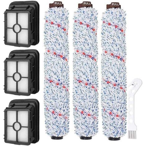 FENOPLASTICAPour aspirateur Bissell CrossWave, 3x rouleau de brosse multi-surface 1868 + 3x filtre à vide 1866 + 1x brosse propre, comparer avec les pièces 1608683, 160-8683, 1608684 (1/5)