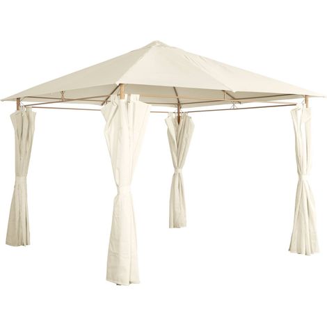 Heavy duty 3x3m gazebo with curtains Off-White 299x299x262 cm - Elusa