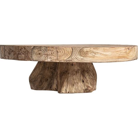 Table basse ronde NYSTED — bois de chemin de fer, pièce unique (1/4)