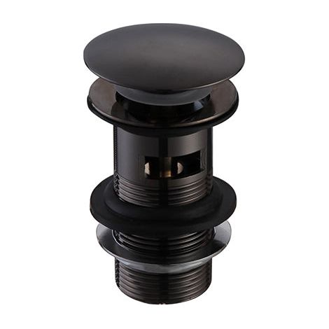 Fnx Bathrooms – Bonde de lavabo noir mat en laiton – Système clic-clac – Pour vasques avec trop-plein – Facilité de maintenance par vis supérieure