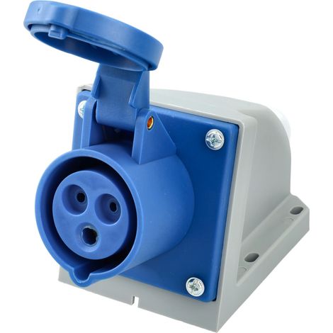 Jandei - Conector de potencia industrial 16A 2P+E 6H Hembra Pared Recto 200-250Vac IP44