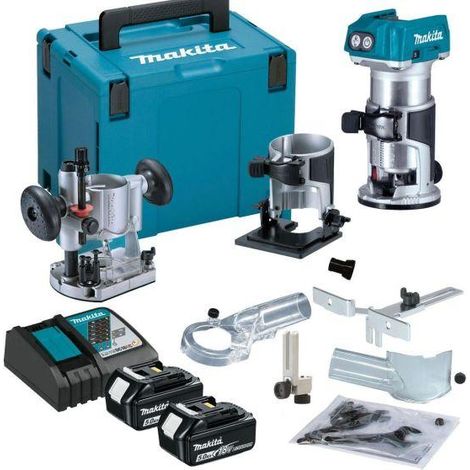 Makita – Cordless router 18V DRT50RTJX2 – Brushless motor – 2 x 5.0Ah batteries – Variable speed – Plunge depth 35mm (1/10)