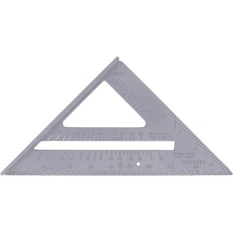 Squadra triangolare da 7 pollici, righello angolare da carpentiere, metallo, 180x180x256 mm - Argento (1/4)