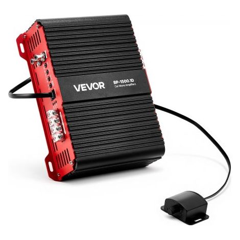 Amplificador Monobloque para Coche de 1500 W, RMS MÁX. 1/2/4 Ohmios, Clase D, 1 Canal, con Control Remoto de Nivel de Subwoofer, Filtro de Paso Bajo, Refuerzo de Graves y Control de Volumen (1/5)