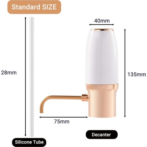 Aeratore elettrico per vino - Versatore - Beccuccio - Dispenser automatico di vino - Ricaricabile tramite USB - Elettrico - Rubinetto per vino - Bianco (1/5)