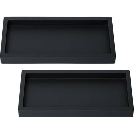 2 Plateaux, Rangement, Silicone, Noir, 30x12x4cm, Léger, Salle de bain, Cuisine