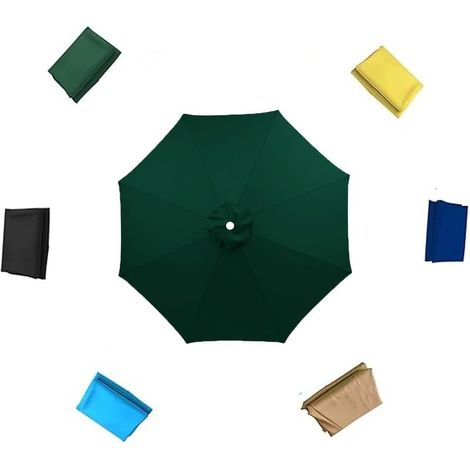 Funda de repuesto para sombrilla, toldo redondo de patio de 6 varillas y 8 pulgadas, tela para sombrillas de 0.5 pies, 9 pies y 10 pies (azul marino, 300 cm/10 pies, 6 varillas) (azul marino, 200 cm/6