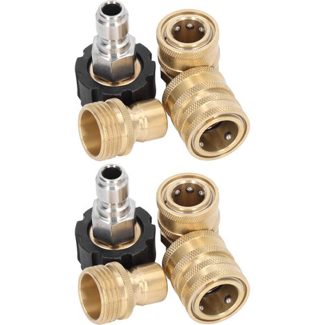 Jeu de 8 adaptateurs pour nettoyeur haute pression, raccords rapides métalliques, connecteur pour lavage auto (1/5)